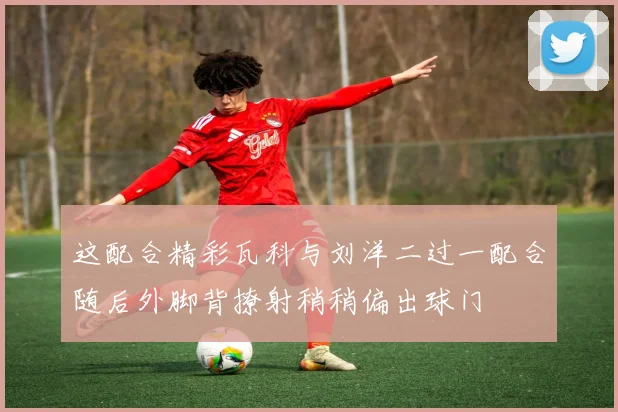 这配合精彩瓦科与刘洋二过一配合随后外脚背撩射稍稍偏出球门